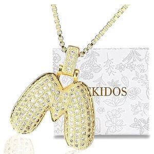 New Initial Charm Necklace Letter Gold Jewelry Letter M Bubble Trendy Bling